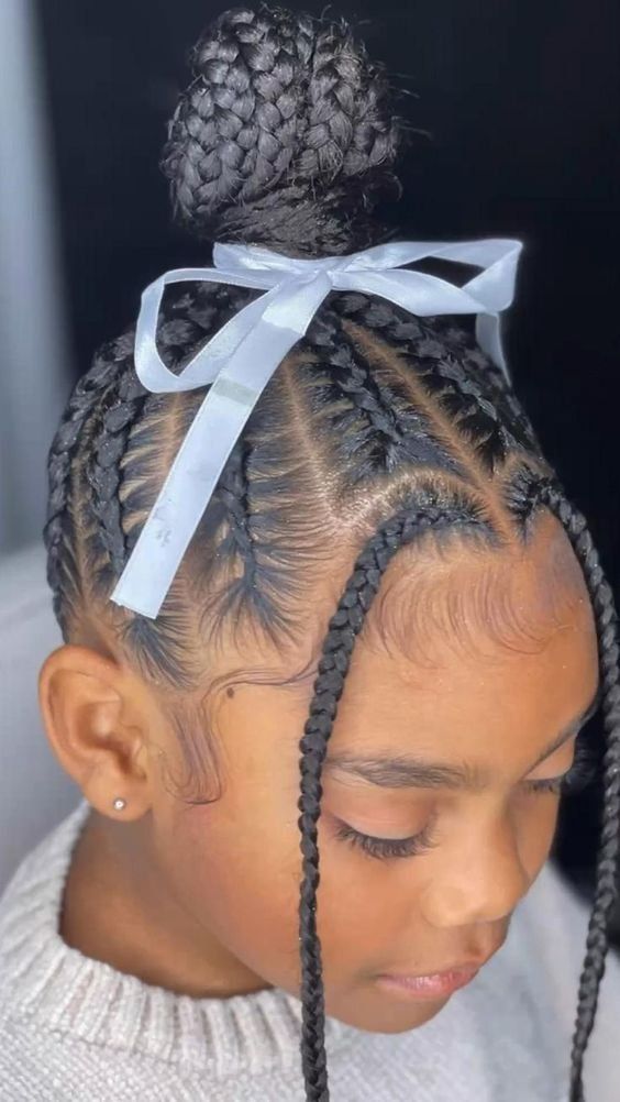 Braided Updo With Festive Bow Braided Updo With Festive Bow β Winter Hairstyles for Kids