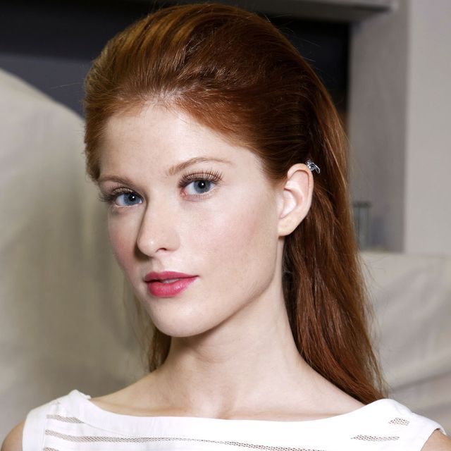Shoulder Length Ponytail Copper Red — Winter Hair Colors for Pale Skin