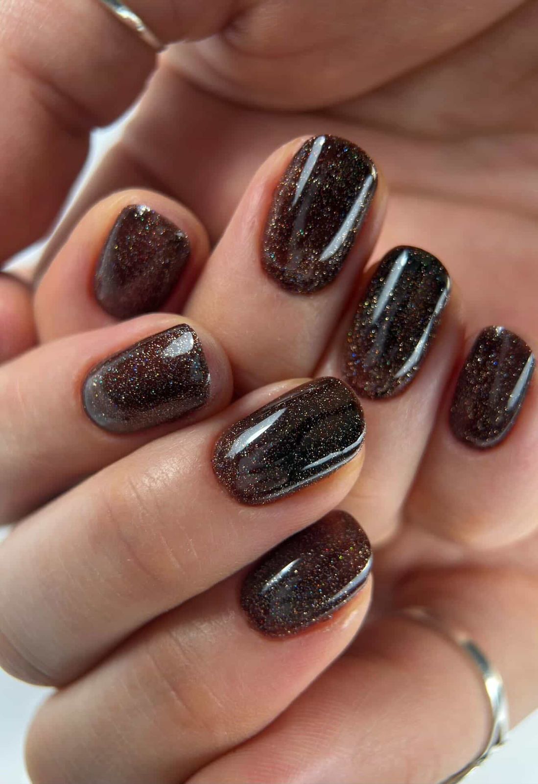 Dense Glitter Dark Brown Oval Dense Glitter Dark Brown Oval β Chocolate Brown Nails