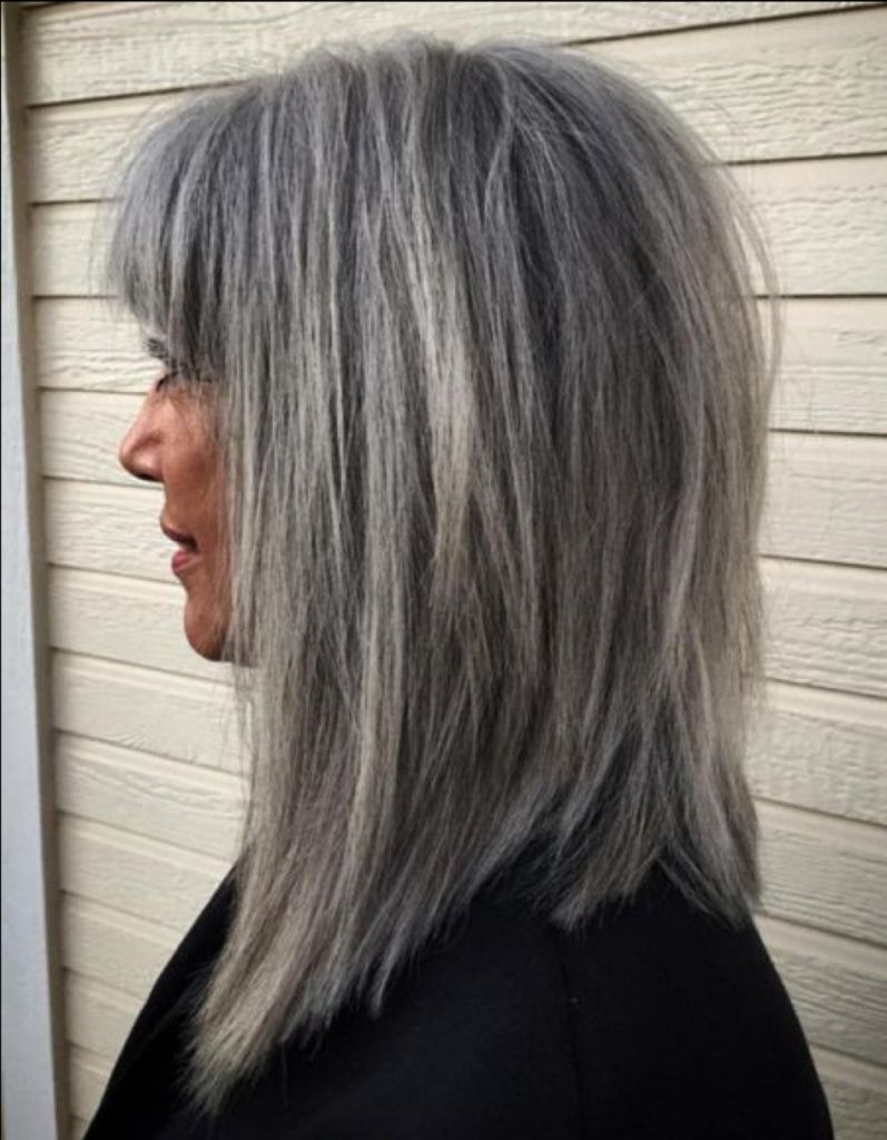 Textured Gray Shag With Full Bangs Textured Gray Shag With Full Bangs β Winter Haircuts for Gray Hair