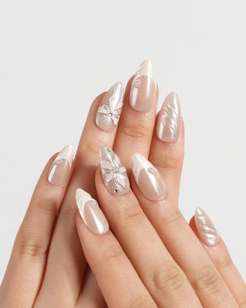 Both Hands Visual Idea — Winter Nude Nails