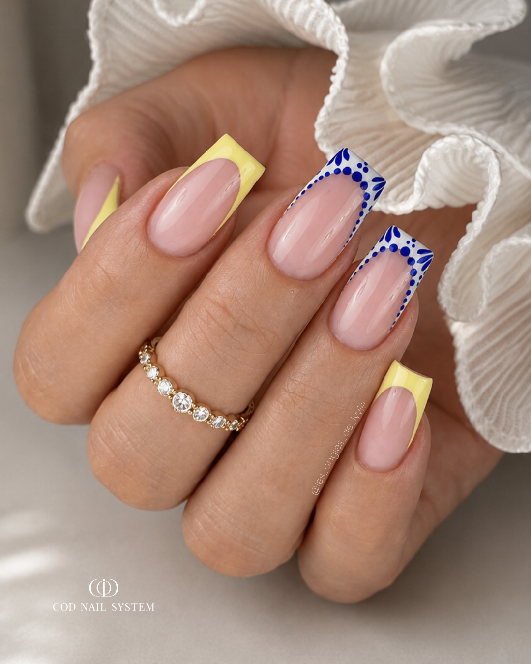 Polka Dot Yellow French Square Nails Polka Dot Yellow French Square Nails β Holiday Nails 2026