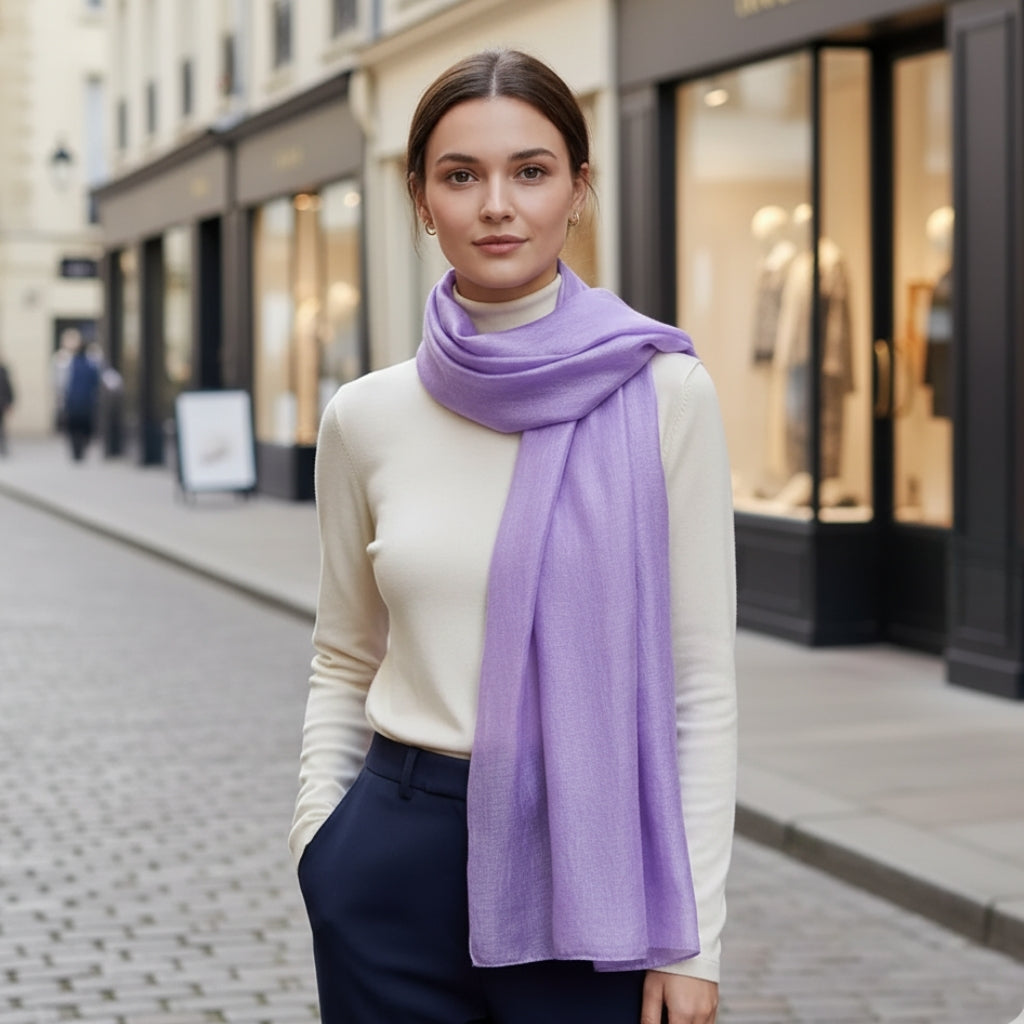 Casual Cream and Navy with Lavender Accents — Royal Purple Outfits