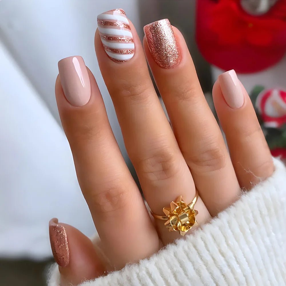 Glitter On Accent Nails Stripes On One Visual Idea Glitter On Accent Nails Stripes On One Visual Idea β Winter Glitter Nails