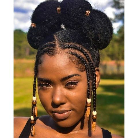 Coily Top Buns with Beaded Braids Coily Top Buns with Beaded Braids β Winter Braid Colors for Black Women
