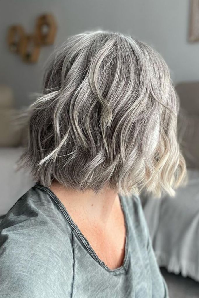 Natural Grey Blending Bob — Winter Hair Colors for Gray Hair