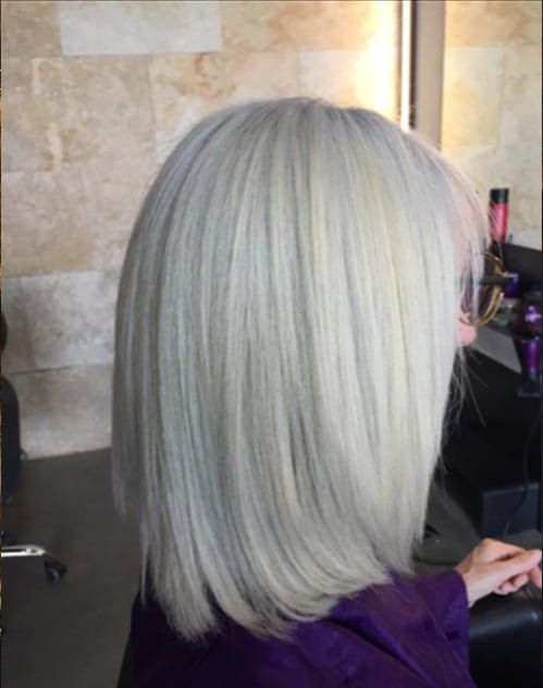 Icy White Blonde With Gray Undertones Icy White Blonde With Gray Undertones β Gray Blending Highlights