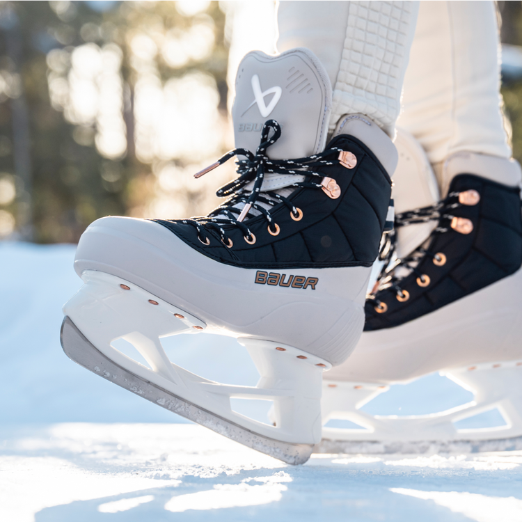 Quilted Jacket Paired with Rose Gold Accent Skates Quilted Jacket Paired with Rose Gold Accent Skates β Ice Skating Outfits
