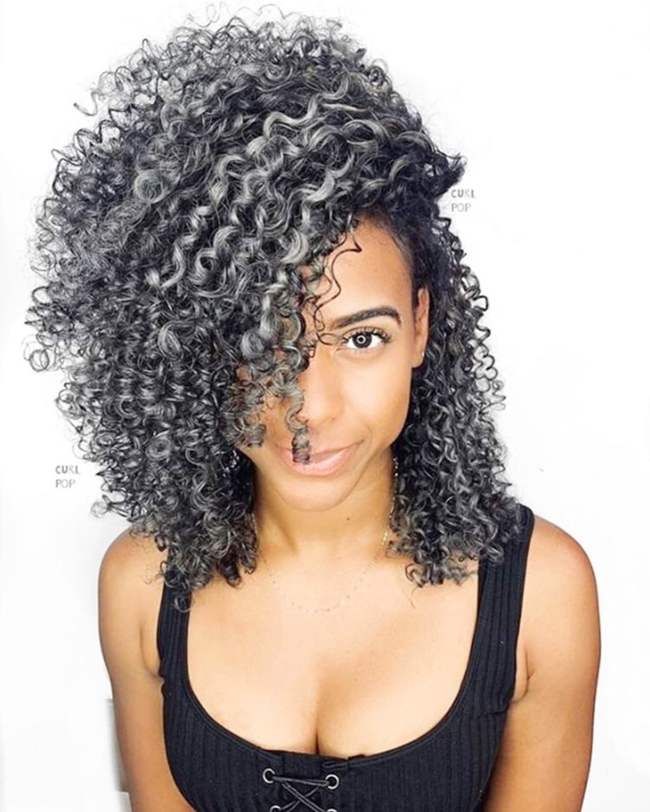 Grey And Silver Curly Hair — Winter Hair Colors for Curly Hair