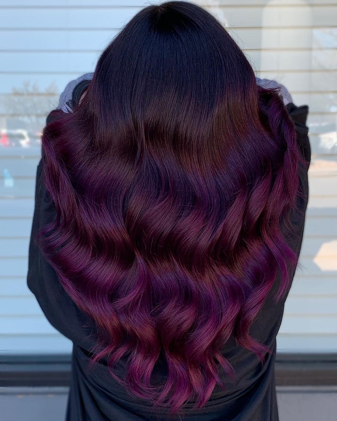 Plum Ombre On Mid-Back Length Plum Ombre On Mid-Back Length β Plum Hair Color
