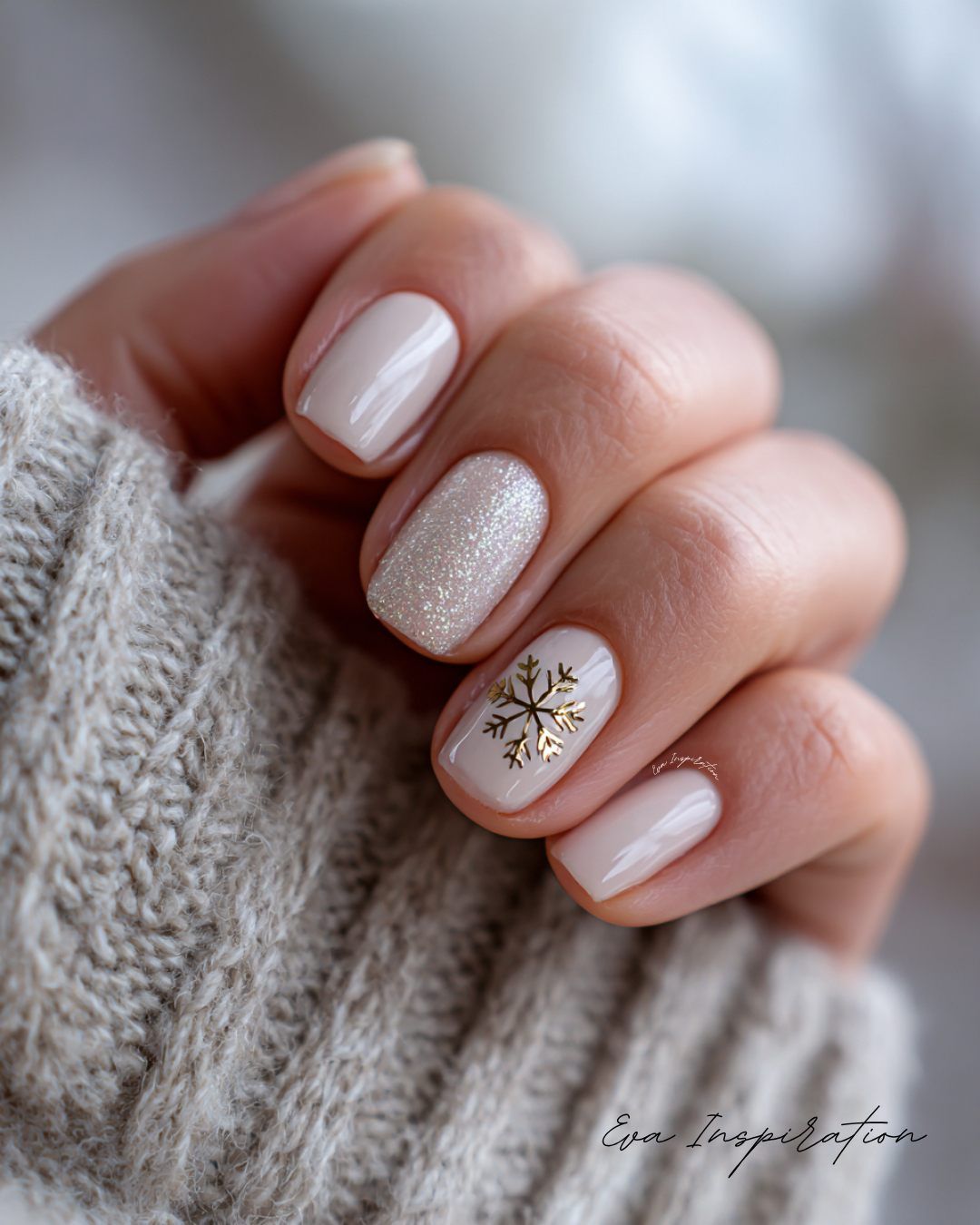 Milky Iridescent Shimmer Short Oval Milky Iridescent Shimmer Short Oval β Winter Wedding Guest Nails