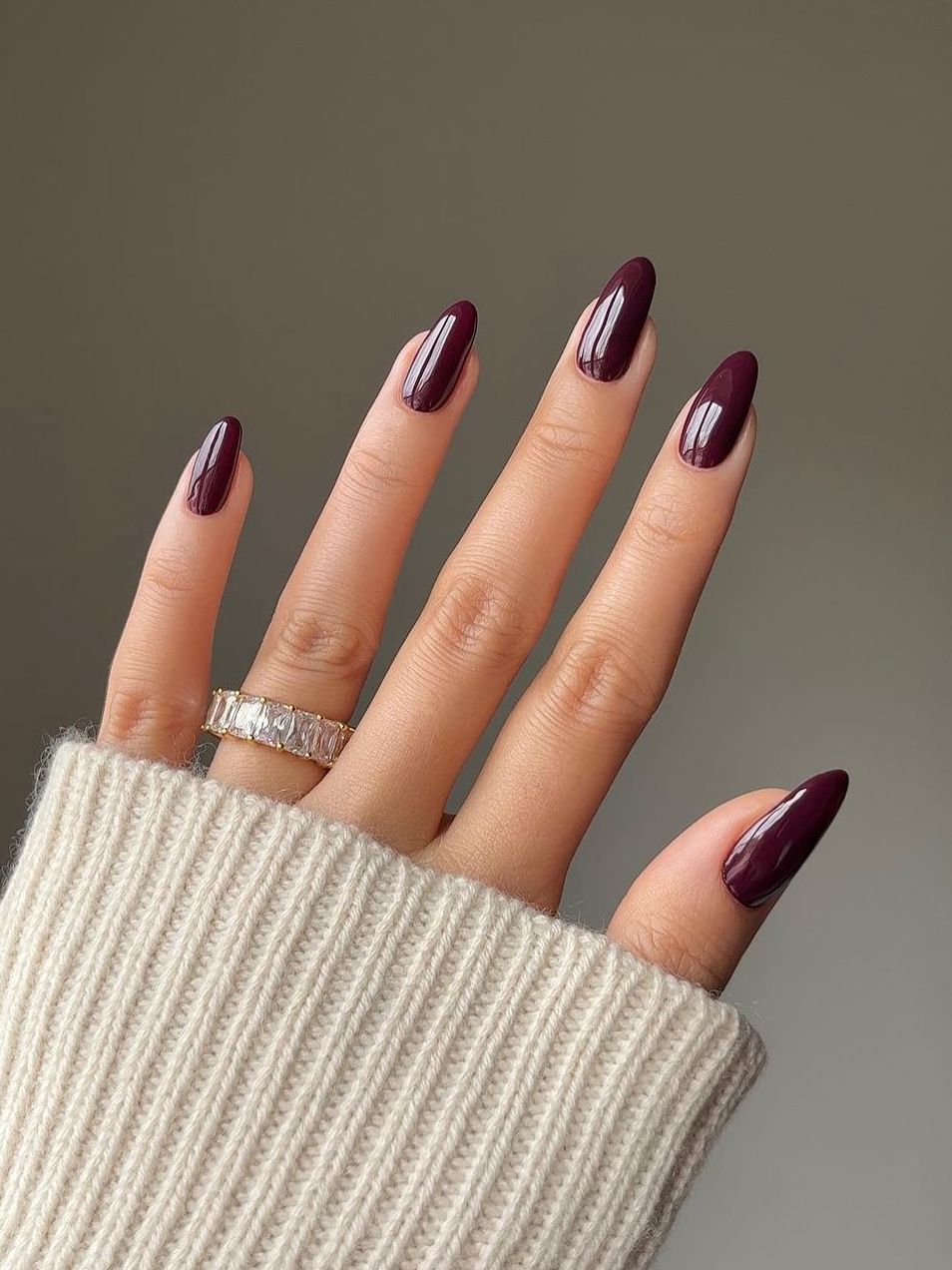Deep Berry Red Almond Nails Deep Berry Red Almond Nails โ Short Winter Almond Nails