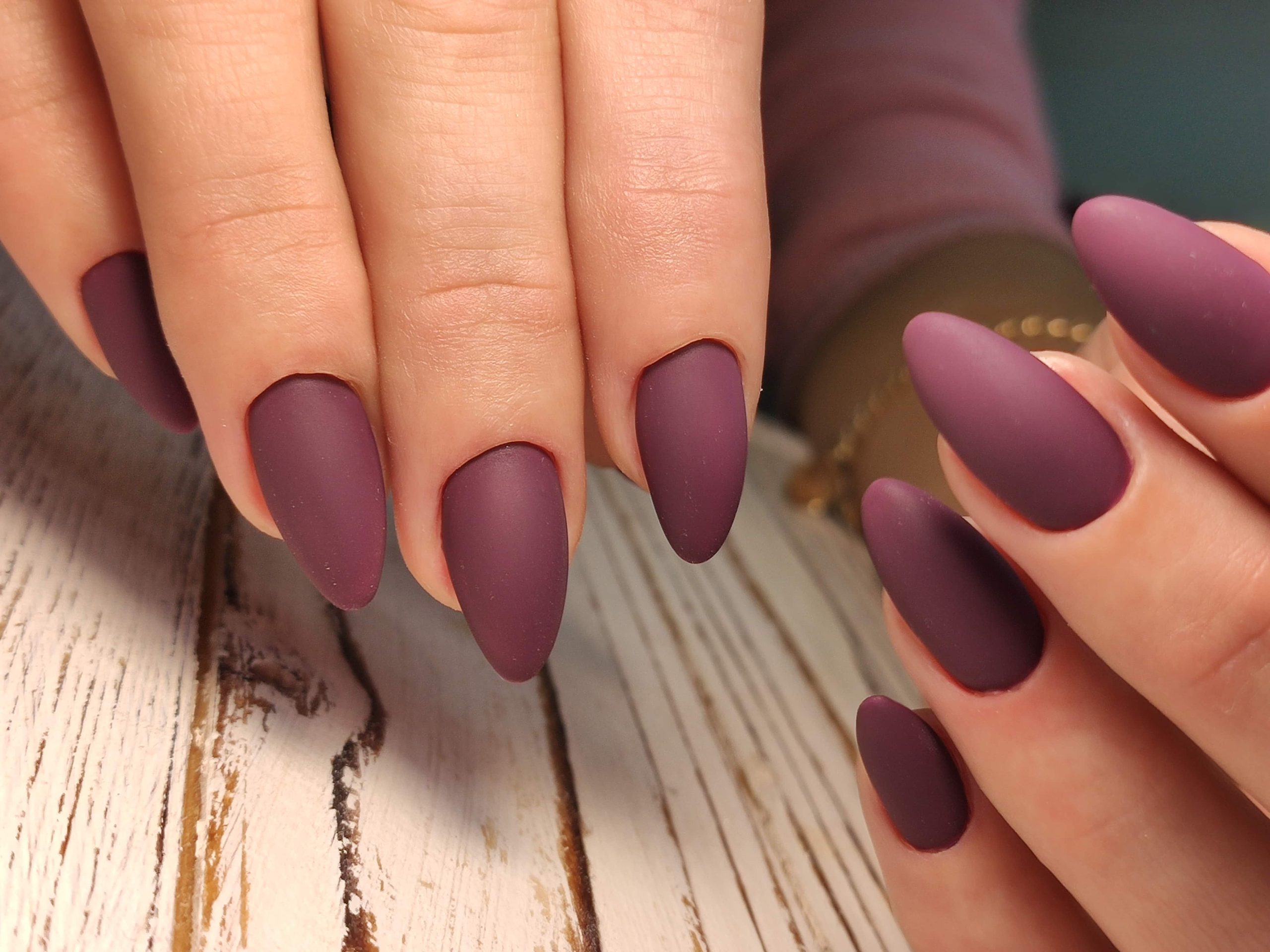 Deep Plum Matte Medium Almond Nails Deep Plum Matte Medium Almond Nails β Winter Matte Nails