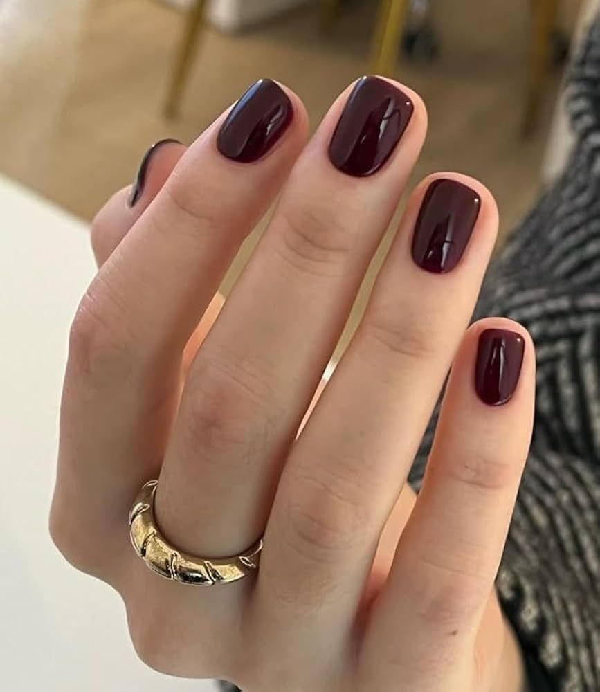 Deep Dark Wine Red Visual Idea Deep Dark Wine Red Visual Idea β Winter Nail Colors for Short Nails