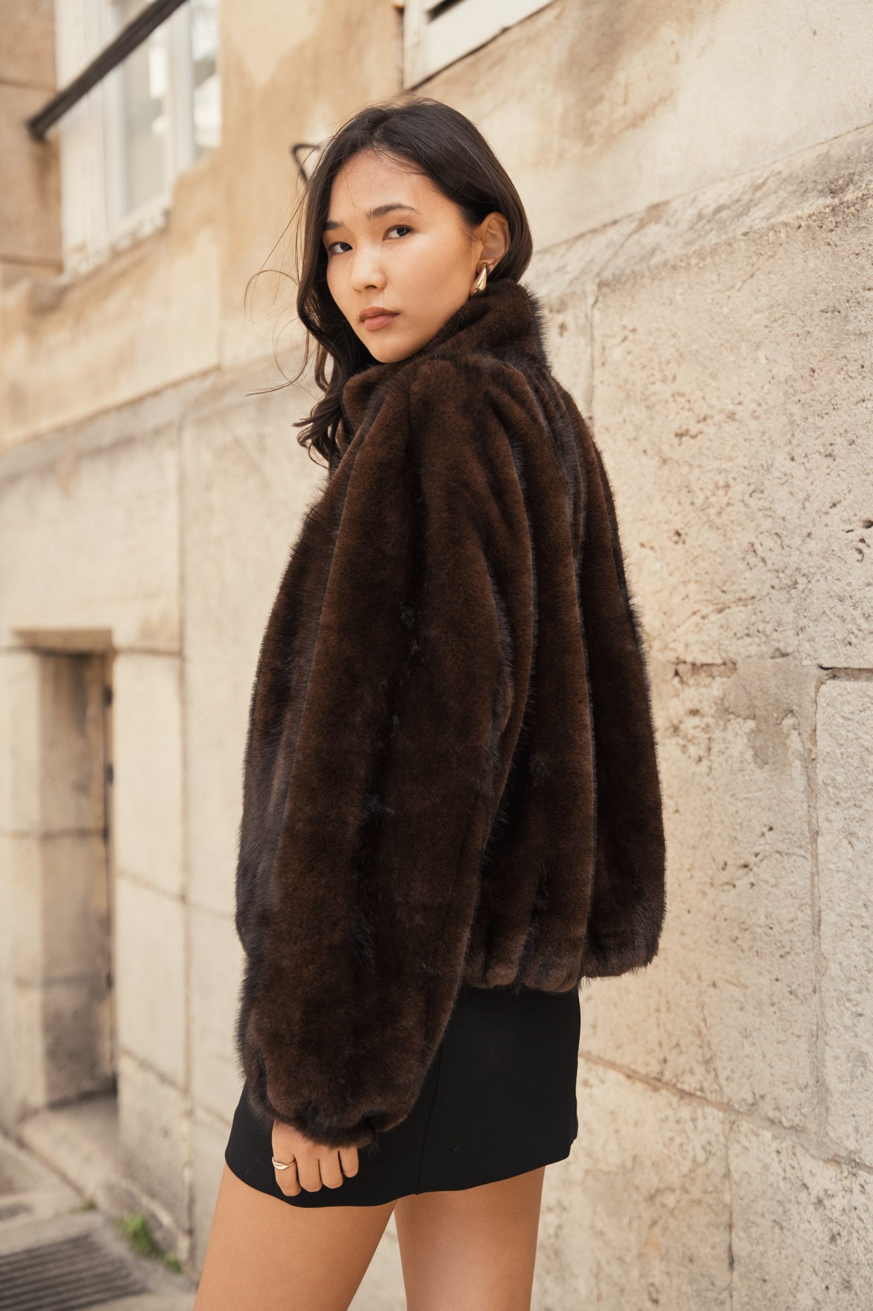 Plush Faux Fur Jacket with Mini Skirt Plush Faux Fur Jacket with Mini Skirt β Winter Date Night Outfits