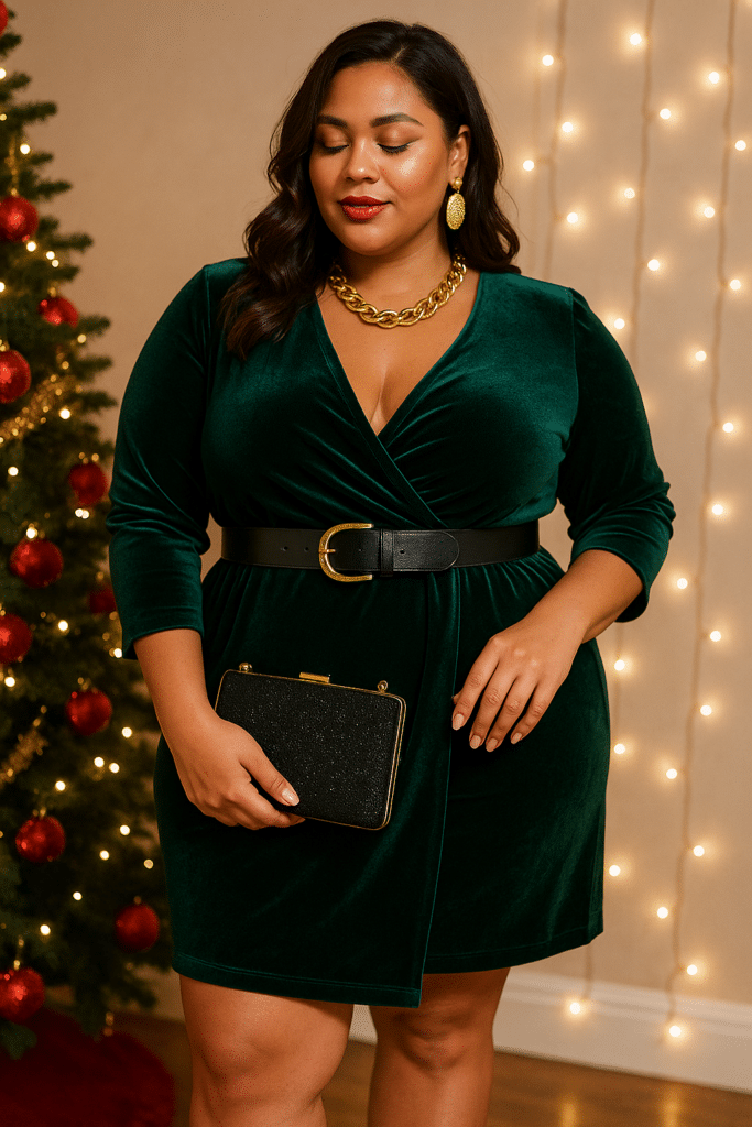 Emerald Green Velvet Dress for a Festive Christmas Party Emerald Green Velvet Dress for a Festive Christmas Party β December Outfits