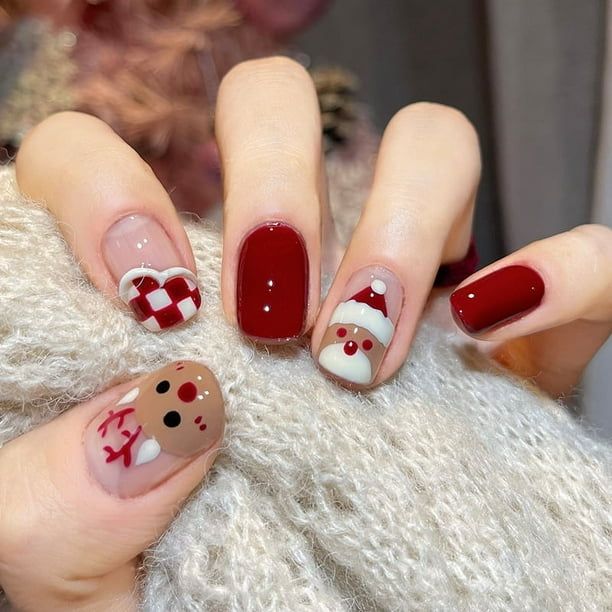 Christmas Character Square Nails Christmas Character Square Nails β Short Christmas Square Nails 2026