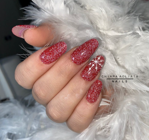 Red Glitter Snowflake Stiletto Nails Red Glitter Snowflake Stiletto Nails β New Years Nail Designs 2027