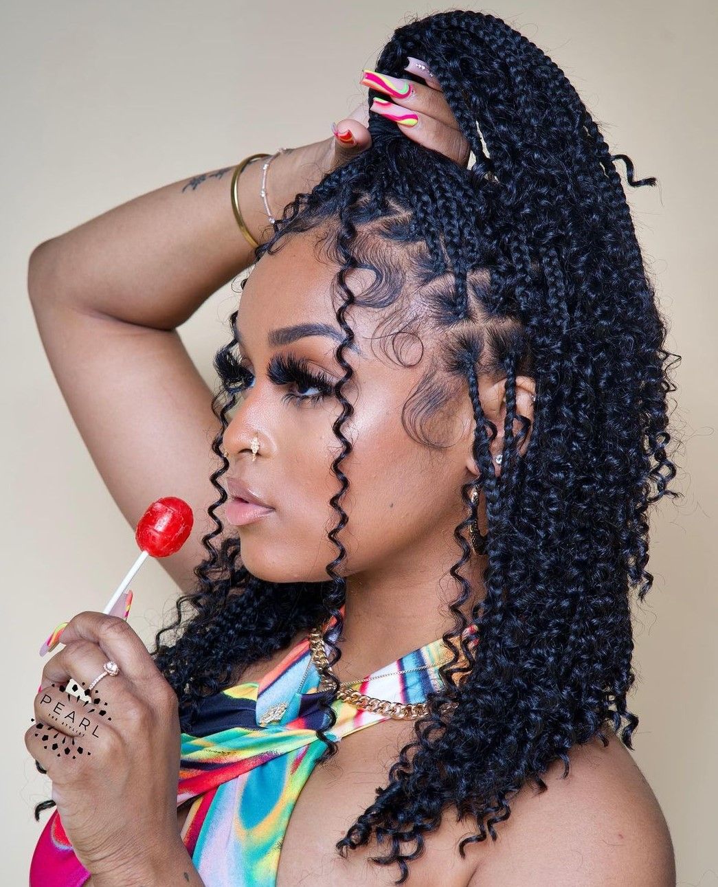 Mid-Back Wavy Knotless Braids Mid-Back Wavy Knotless Braids β Winter Knotless Braids