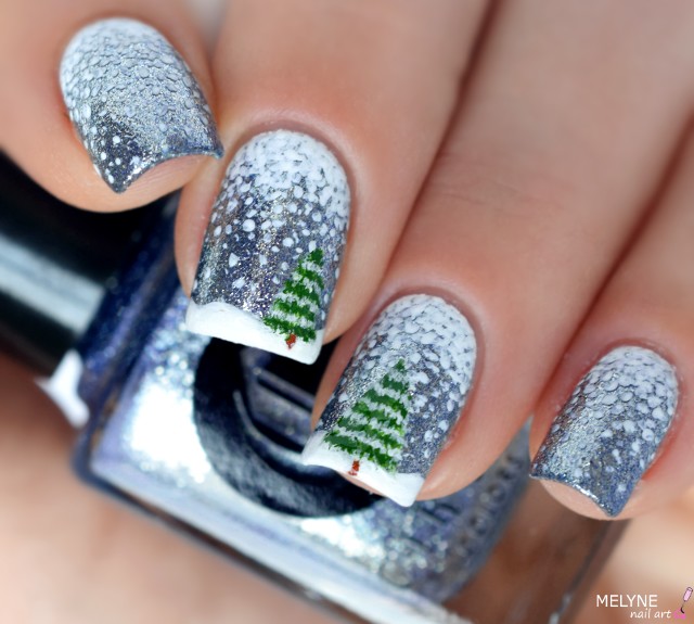 Christmas Tree Glitter Gradient Nails Christmas Tree Glitter Gradient Nails β Winter Glitter Nails