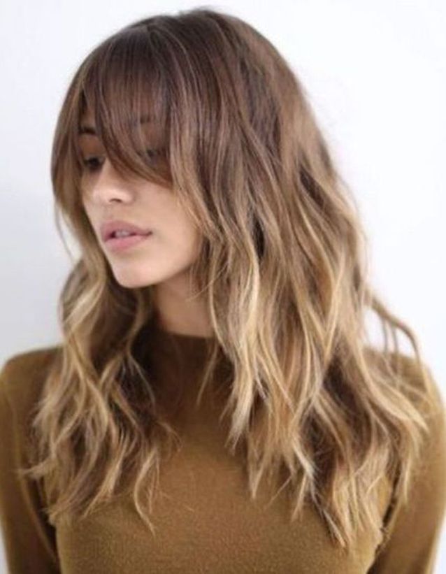 Medium Brown Shag With Full Bangs and Blonde Highlights Medium Brown Shag With Full Bangs and Blonde Highlights β Blonde to Brunette Hair