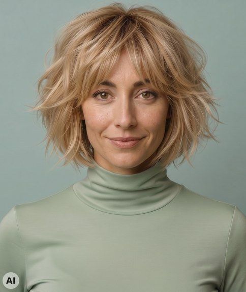 Bob Length Ash Blonde Shag With Wispy Bangs Bob Length Ash Blonde Shag With Wispy Bangs β Winter Shag Haircuts