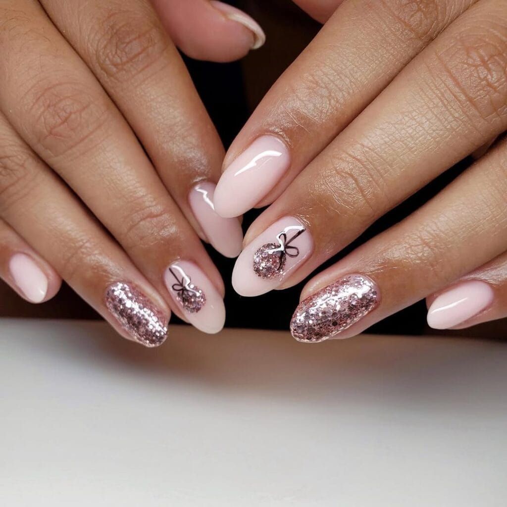 Glossy Polish Dense Glitter Visual Idea — Christmas Nails for Dark Skin 2026