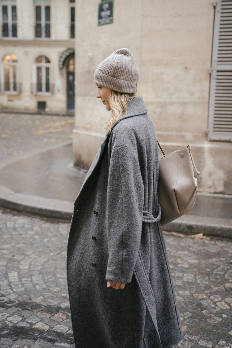 Oversized Grey Wool Blend Coat with Tie Belt Oversized Grey Wool Blend Coat with Tie Belt β Long Coat Outfits