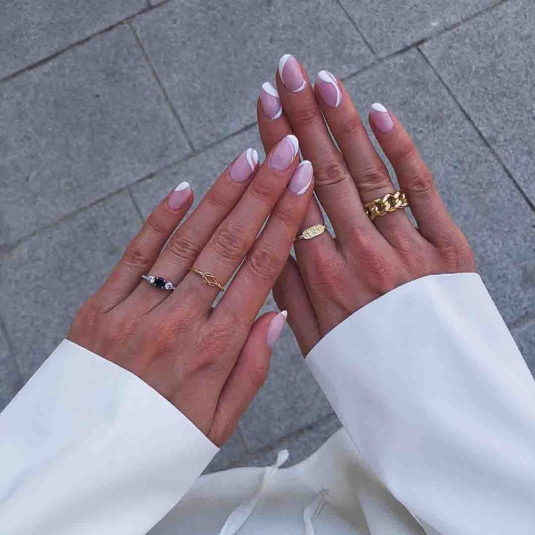 Sheer Pink French Almond Nails Sheer Pink French Almond Nails โ Short Winter Almond Nails