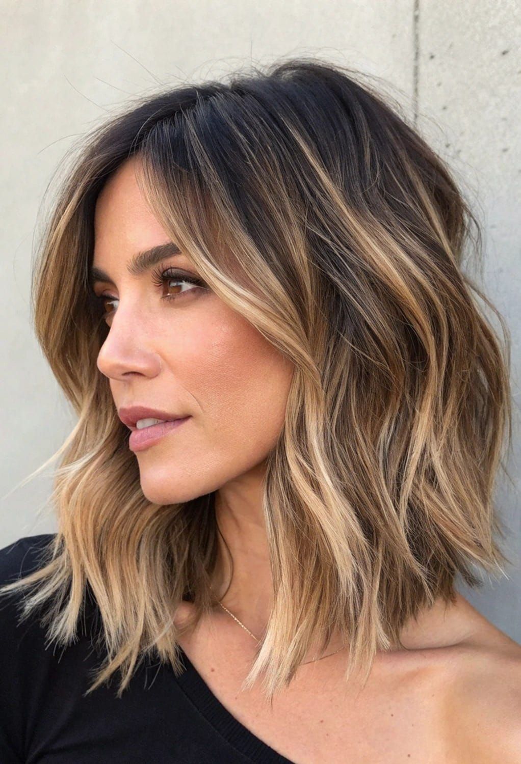 Dark Brown Balayage With Layered Ends Dark Brown Balayage With Layered Ends β Winter Shoulder Length Hairstyles