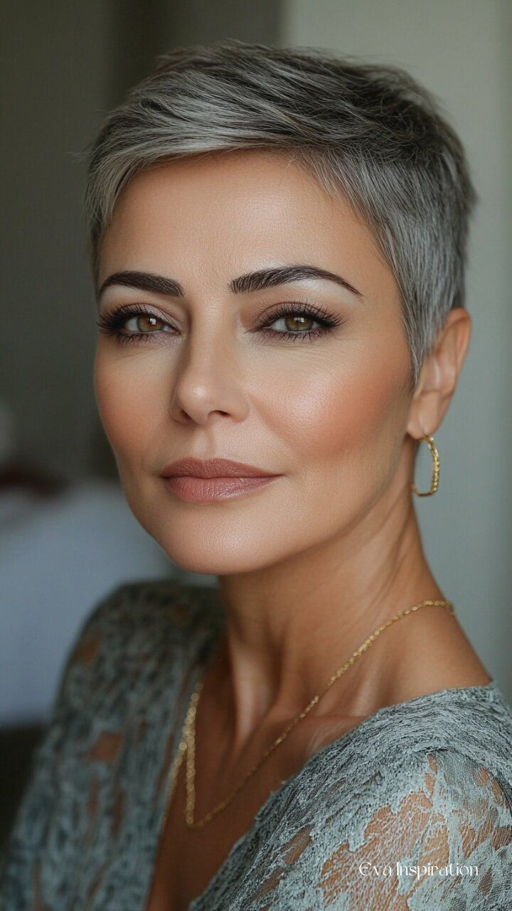 Sophisticated Silver Grey Pixie Sophisticated Silver Grey Pixie β Winter Pixie Haircuts