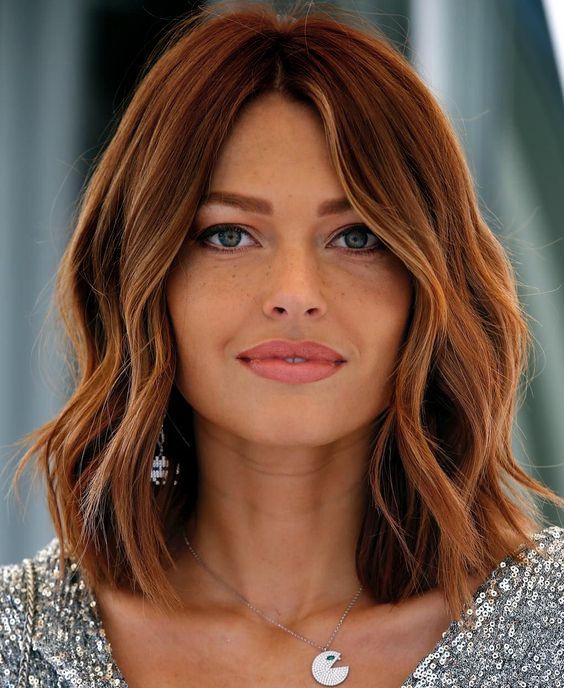 Warm Auburn Lob With Copper Undertones Warm Auburn Lob With Copper Undertones β Winter Hair Colors for Olive Skin