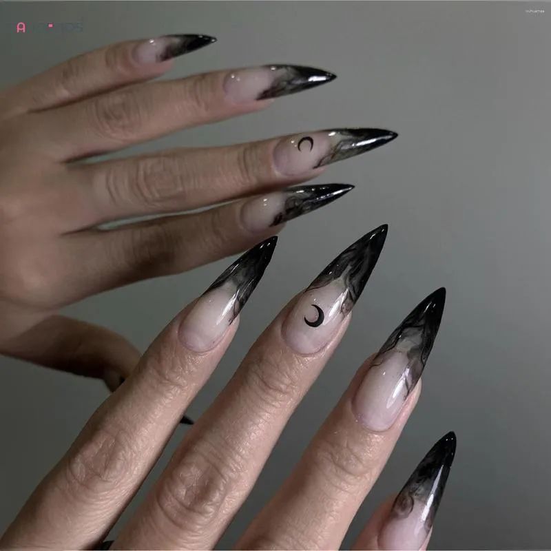 Moon On Middle And Ring Fingers Visual Idea Moon On Middle And Ring Fingers Visual Idea β New Years Stiletto Nails 2027
