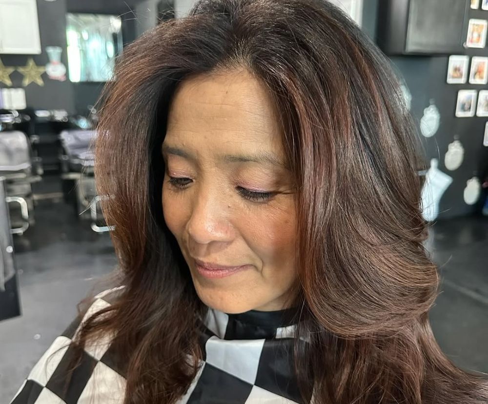 Shoulder Length Chestnut Blowout Shoulder Length Chestnut Blowout β Chestnut Brown Hair