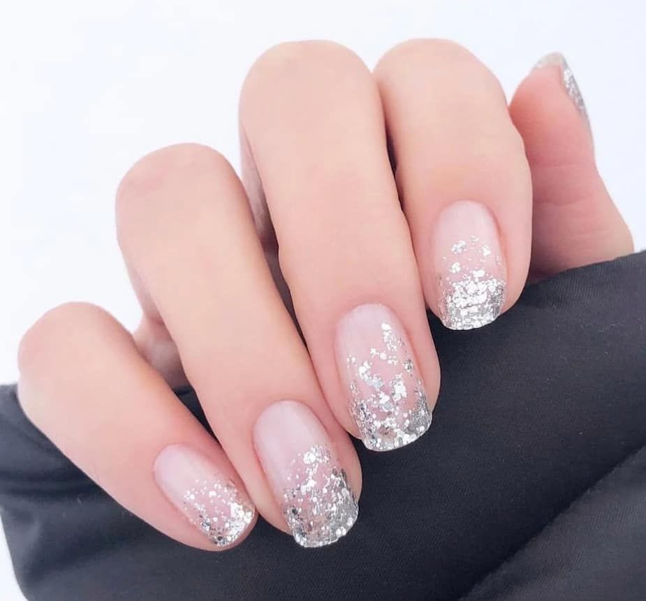 Shimmering Silver Foil Flakes Shimmering Silver Foil Flakes β Winter Wedding Nails