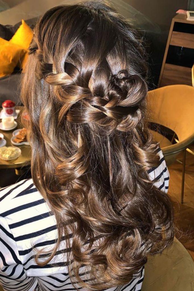 Dark Brown Half Updo With Curls Dark Brown Half Updo With Curls β Long Winter Haircuts