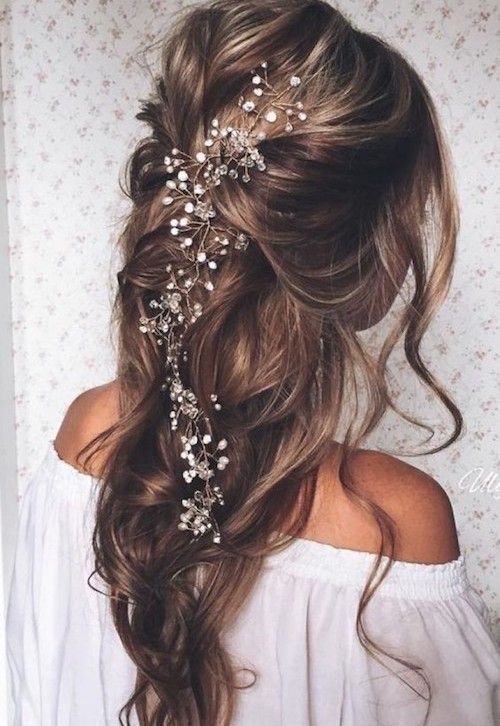 Dark Brown Braided Updo With Sparkling Vine Dark Brown Braided Updo With Sparkling Vine β Winter Wedding Guest Hairstyles