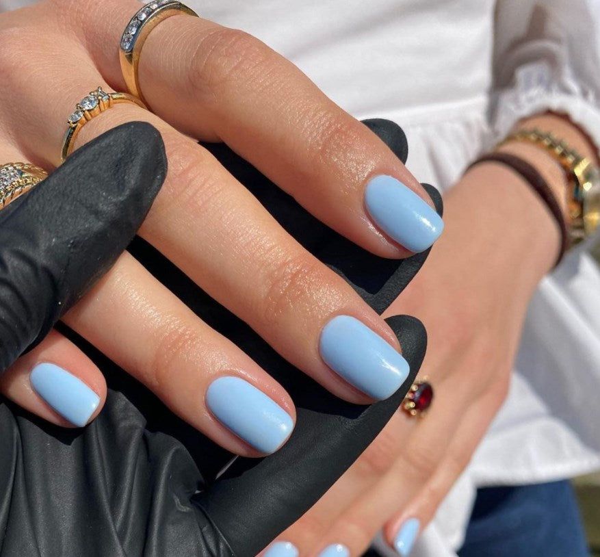 Soft Pastel Blue Rounded Square Nails Soft Pastel Blue Rounded Square Nails β Winter Gel Nail Colors