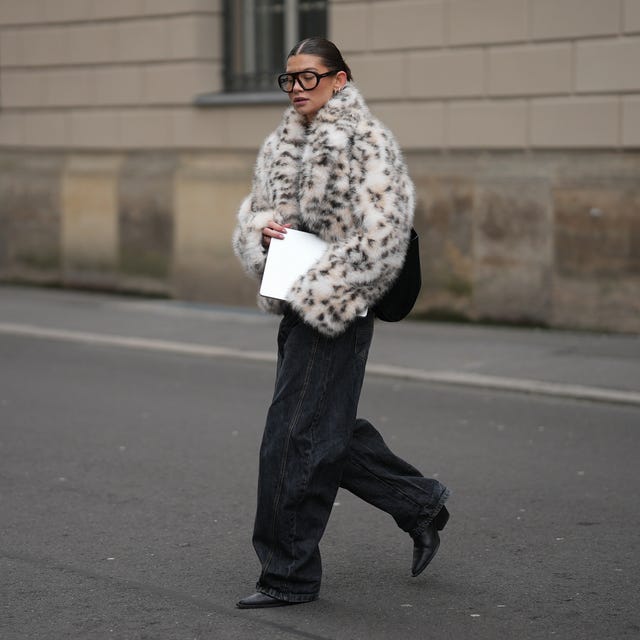 Leopard Print Faux Fur Jacket with Wide-Leg Jeans — January Outfits