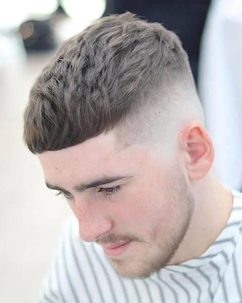 Short Textured Crop with Blunt Fringe and Fade — Winter Haircuts for Men
