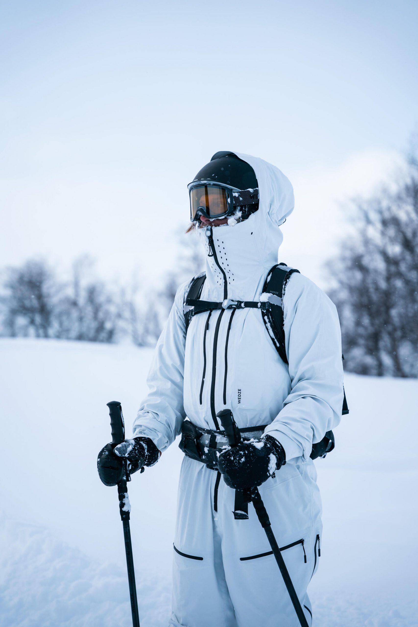 Monochromatic White Snowsuit for a Ski Trip — Snow Day Outfits