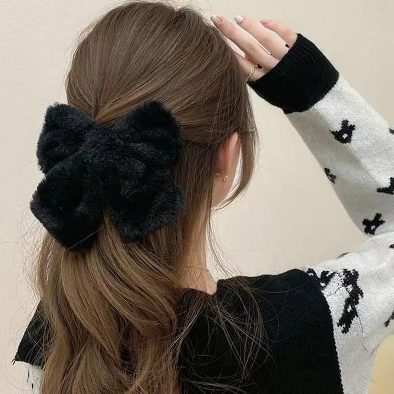 Acheter Nouvelle Γpingle Γ Cheveux d'Hiver Mignonne en Peluche avec NΕud Femmes CorΓ©en Simple Couleur Unie NΕud Pinces Γ Cheveux Grande Barrette pour Filles Accessoires pour Cheveux | Joom
