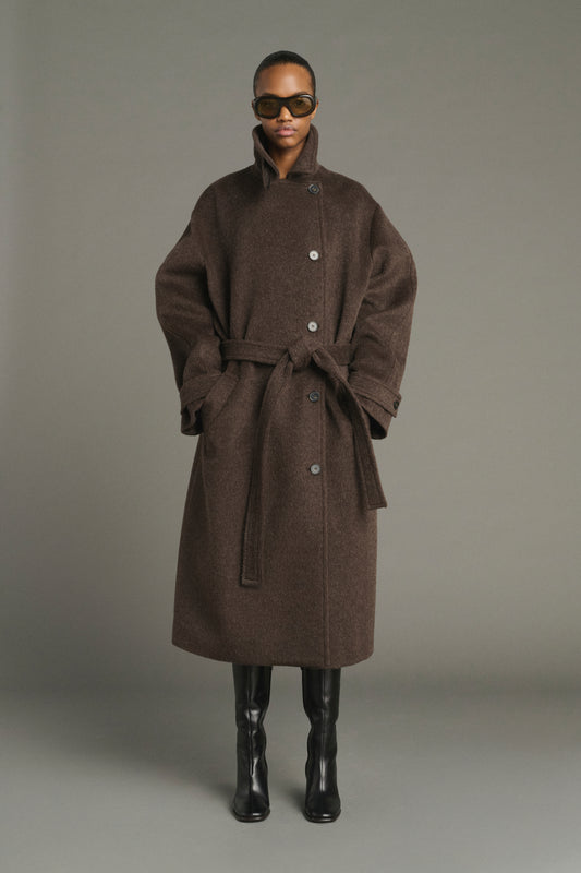Elegant Belted Brown Wool Coat Elegant Belted Brown Wool Coat β Winter Outfits for Petite Women