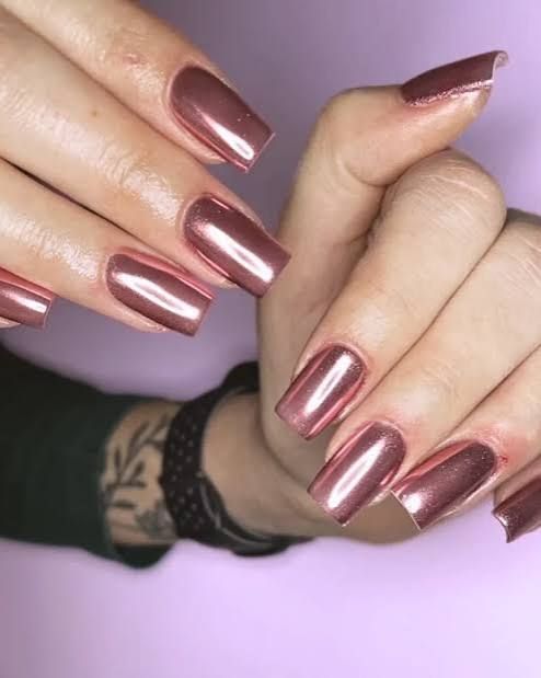 Chrome Visual Idea Chrome Visual Idea β New Years Square Nails 2027