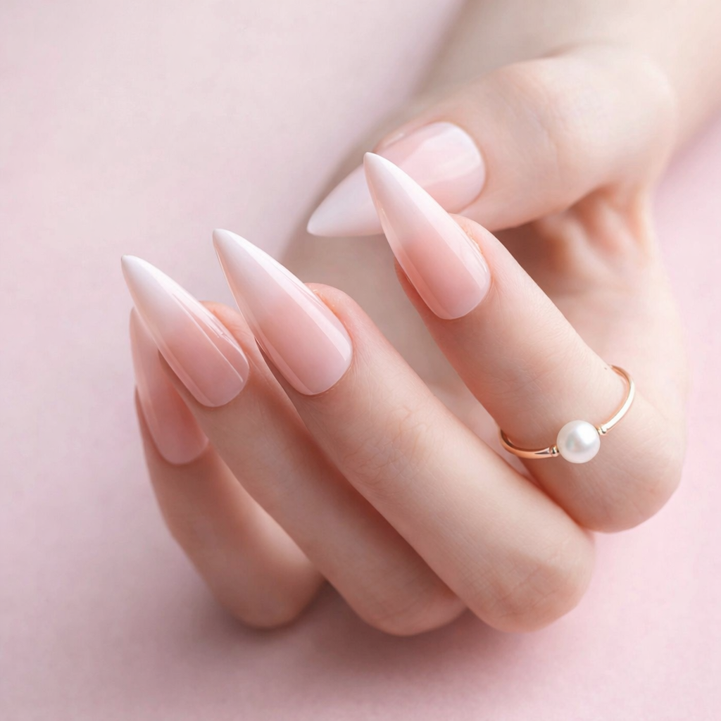 Medium Stiletto Baby Boomer OmbrΓ© Medium Stiletto Baby Boomer OmbrΓ© β Winter Stiletto Nails