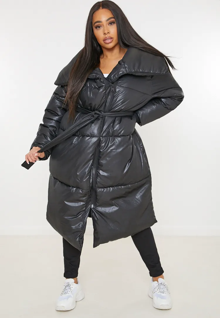 Long Puffer Coat with Oversized Collar Long Puffer Coat with Oversized Collar β Winter Outfits for Plus Size Women