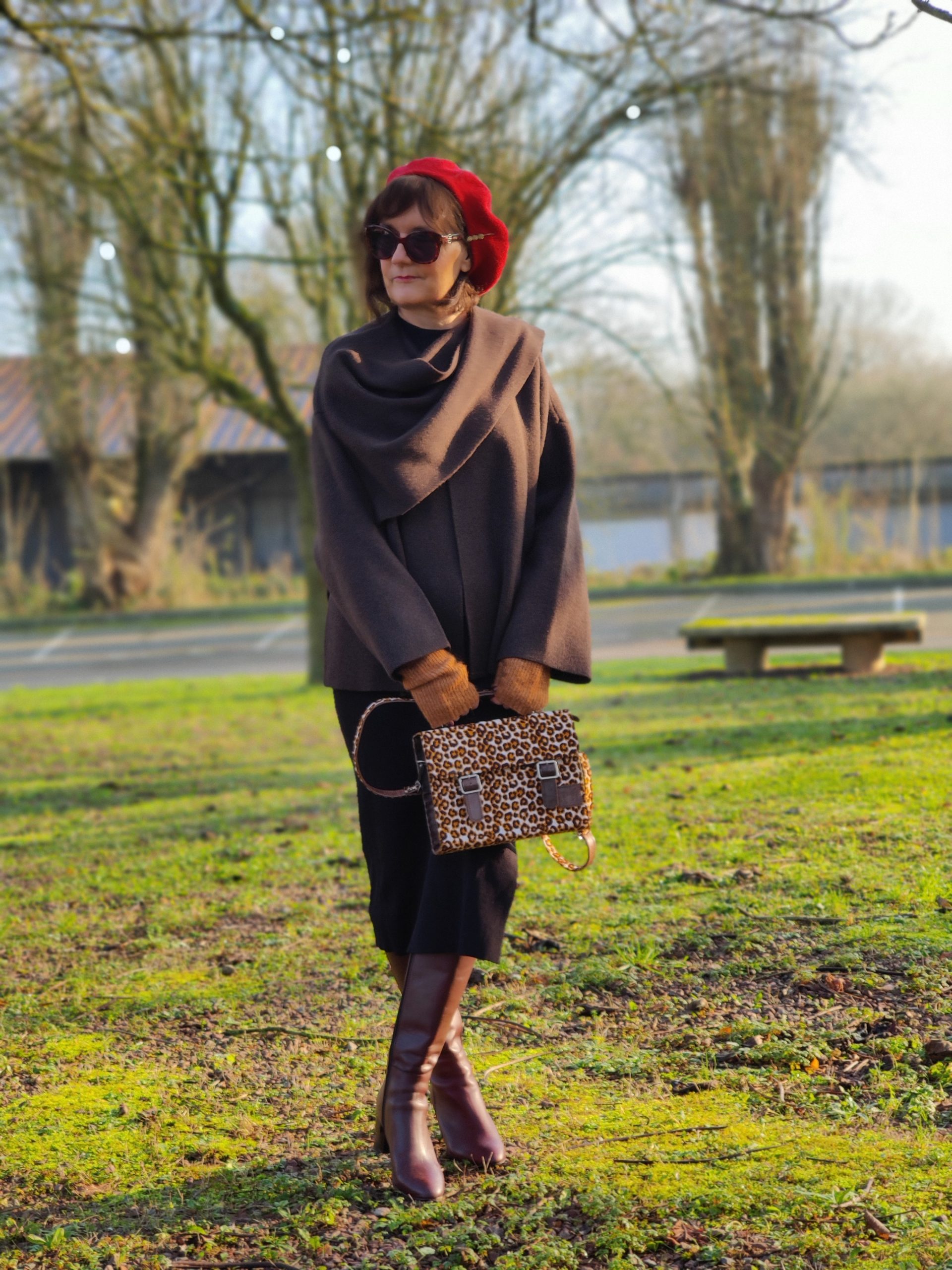Wool Wrap and Leather Boots for a Cozy Dinner Ensemble — Winter Dinner Outfits