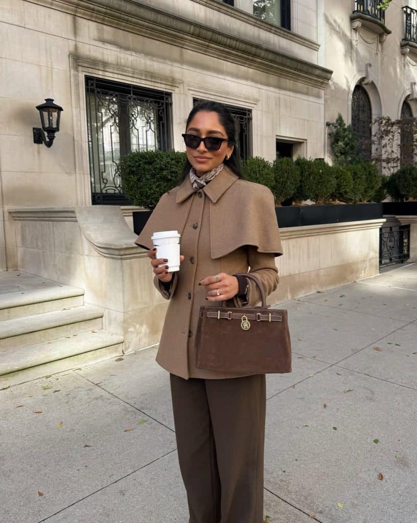 Petite-Friendly Beige Cape Jacket Petite-Friendly Beige Cape Jacket β Winter Outfits for Petite Women