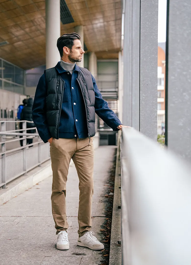 Layered Vest and Jacket Combination with Turtleneck Layered Vest and Jacket Combination with Turtleneck β Winter Outfits for Men