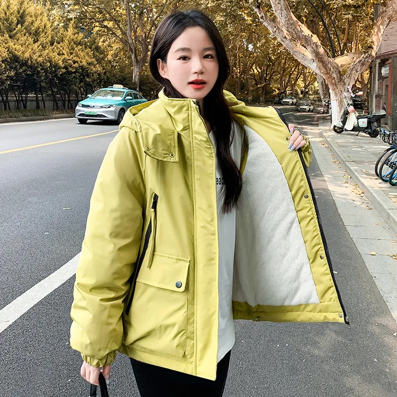 Vibrant Lime Green Puffer Jacket — Korean Winter Outfits